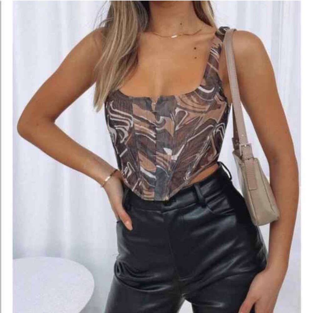 White fox corset style crop top